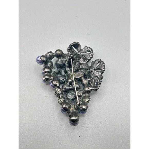 THELMA DEUTSCH Purple Pearls Grape Cluster Brooch Pin Borealis Aqua Rhinestones - Picture 7 of 11